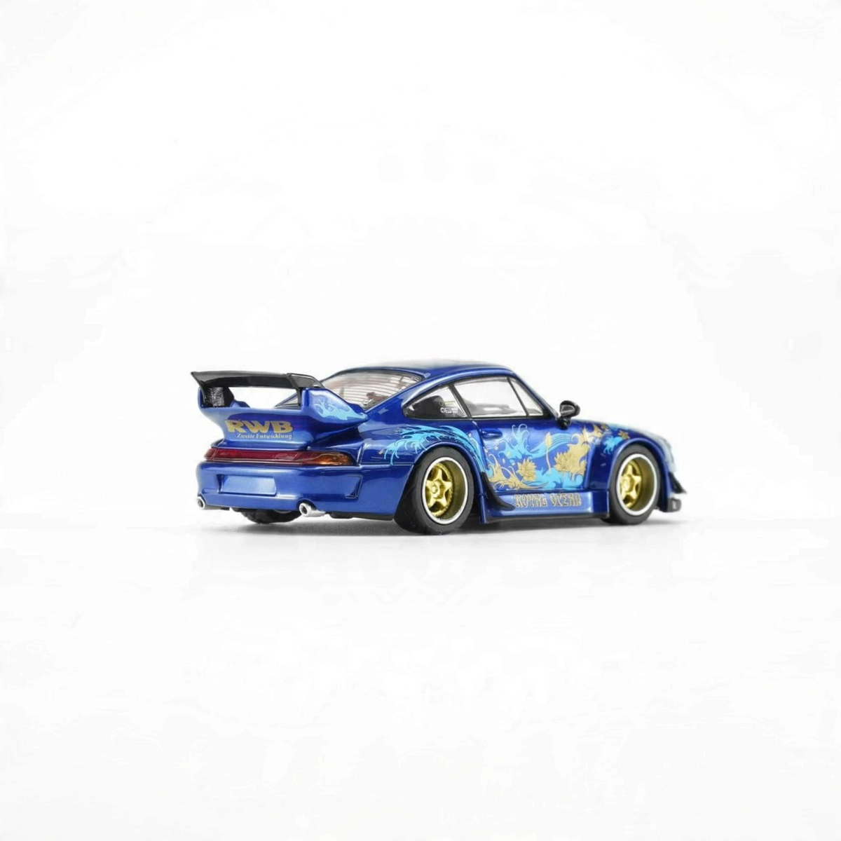 Lot57Supplies Diecast Shop 1:64 scale MOTORHELIX RWB 993 diecast model car in Royal Ocean blue with gold wheels