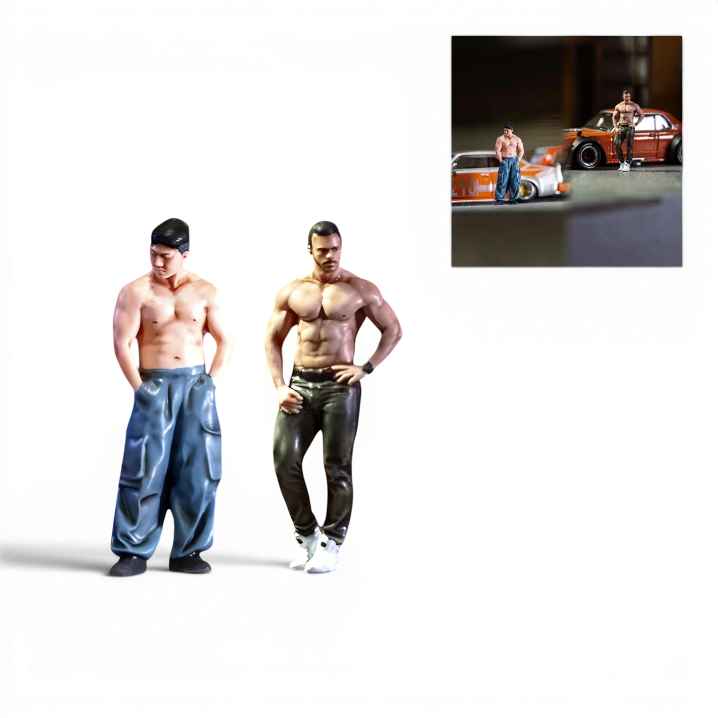 Lot57Supplies Diecast Shop EHC Model 1:64 scale resin muscle man duo figures for diecast car dioramas