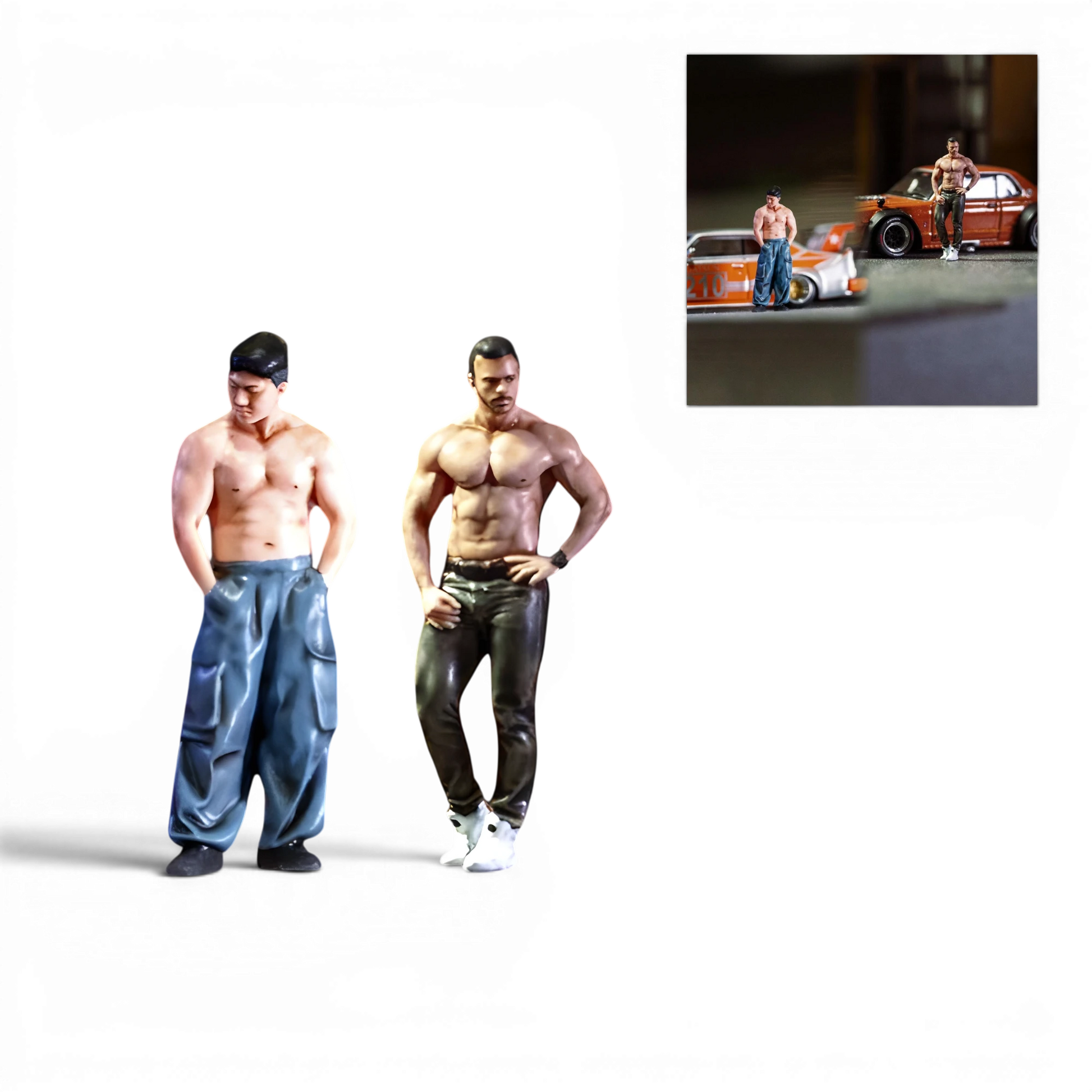 Lot57Supplies Diecast Shop EHC Model 1:64 scale resin muscle man duo figures for diecast car dioramas