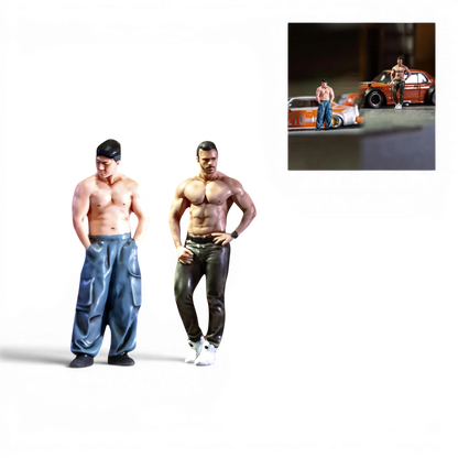 Lot57Supplies Diecast Shop EHC Model 1:64 scale resin muscle man duo figures for diecast car dioramas