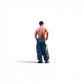 Lot57Supplies Diecast Shop EHC Model 1:64 scale resin muscle man figure wearing dark cargo pants, back view.