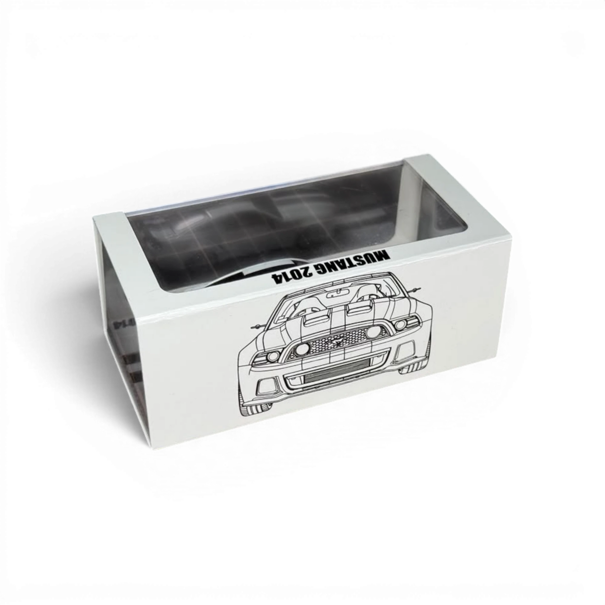 Lot57Supplies Diecast Shop 1:64 scale TPC Mustang 2014 diecast model car in high-gloss white with black stripes in box