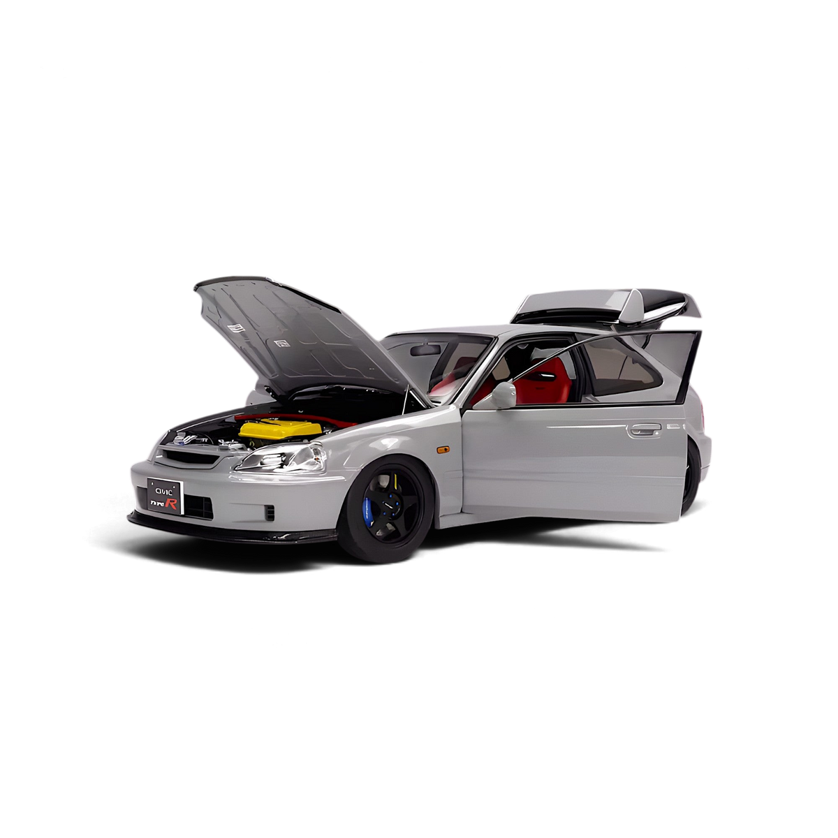Lot57Supplies Diecast Shop 1:18 scale Nardo Grey Honda Civic Type-R EK9 diecast model with open doors and hood
