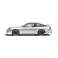 Lot57Supplies Diecast Shop MicroTurbo Nissan 180SX in metallic silver with Rocket Bunny kit and cambered alloy wheels.