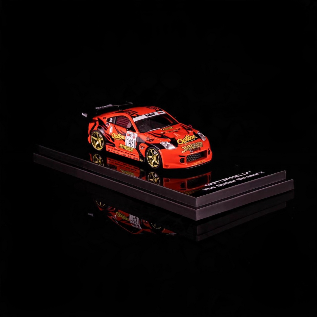 Lot57Supplies Diecast Shop MOTORHELIX 1:64 scale orange Nissan Fairlady Z Z33 Option Stream Z diecast model car
