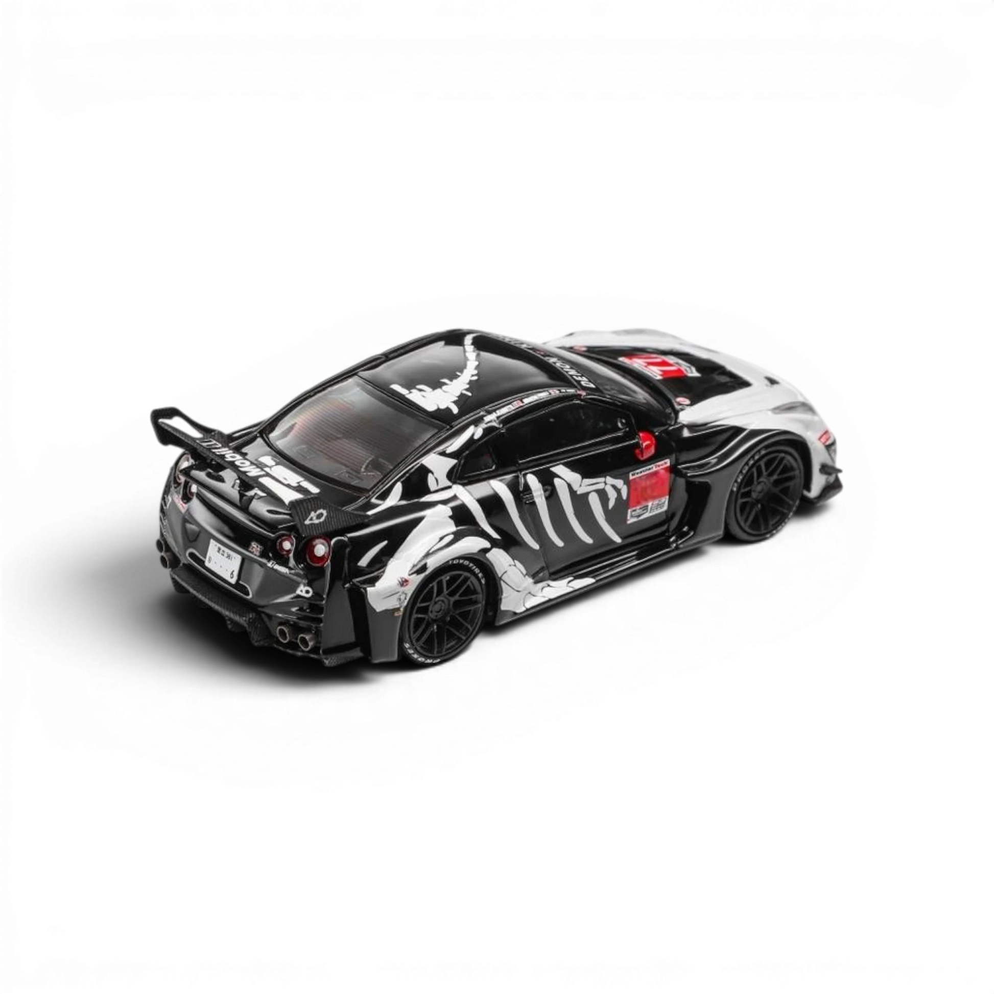 Lot57Supplies Diecast Shop 1:64 scale resin Nissan GTR35 RR model with Bone Dragon livery and openable hood.