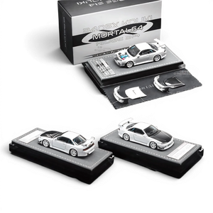 Lot57Supplies Diecast Shop MORTAL 1:64 scale white Nissan S14 Kouki diecast model with carbon hood and extra bumpers