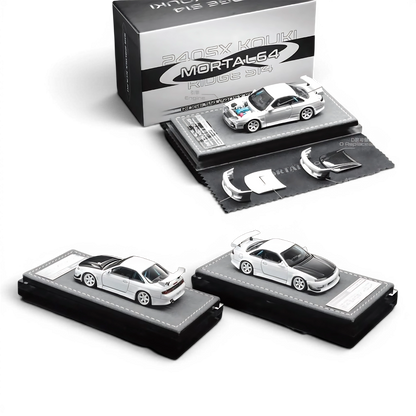 Lot57Supplies Diecast Shop MORTAL 1:64 scale white Nissan S14 Kouki diecast model with carbon hood and extra bumpers