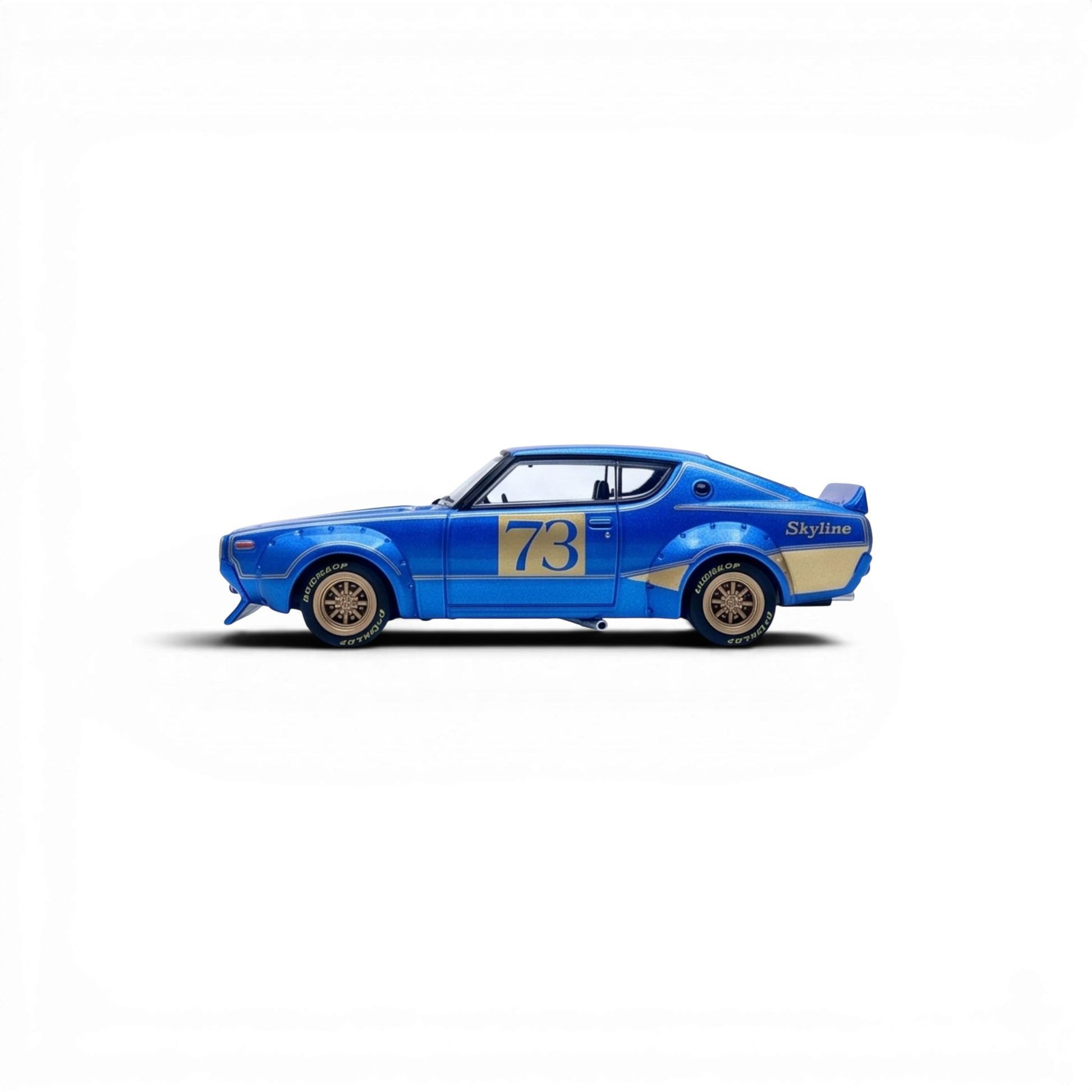 Lot57Supplies Diecast Shop Inno64 Nissan Skyline 2000 GT-R KPGC10 racing concept diecast model in blue with number 73