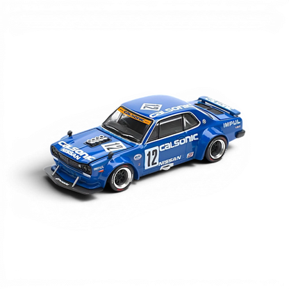 Lot57Supplies Diecast Shop PopRace 1:64 scale Calsonic blue Nissan Skyline GT-R V8 Drift Hakosuka diecast model car