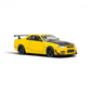 Lot57Supplies Diecast Shop: MOTORHELIX 1:64 scale yellow Nissan Skyline GT-R R34 with GT aero kit and carbon fiber hood.