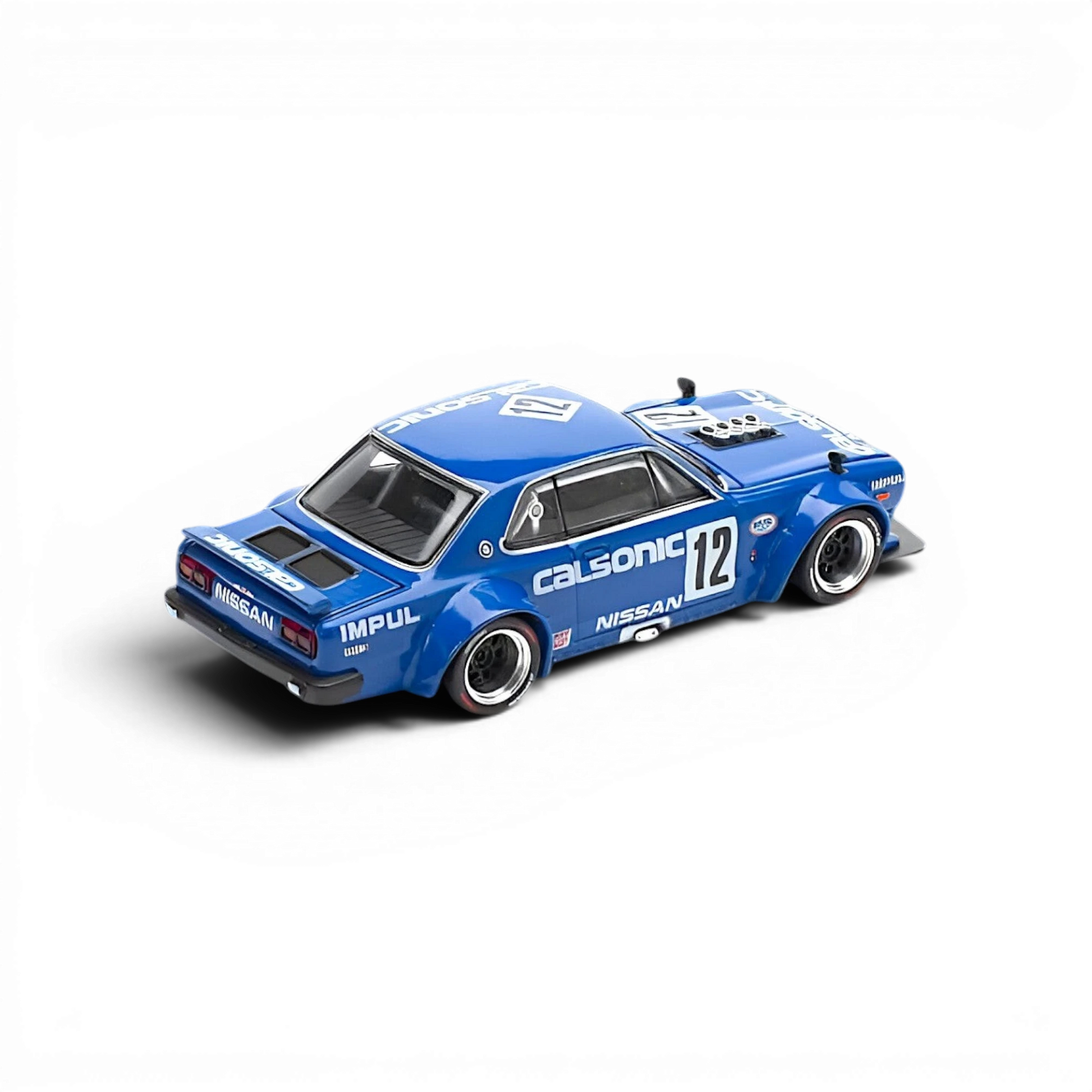 Lot57Supplies Diecast Shop PopRace 1:64 scale Nissan Skyline GT-R V8 Drift Hakosuka in Calsonic blue livery