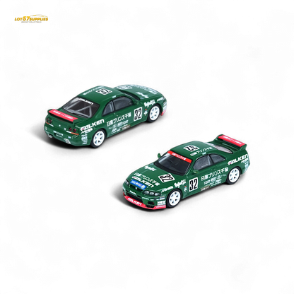 Lot57Supplies Diecast Shop 1:64 scale Inno64 Nissan Skyline GT-R R33 #32 Falken diecast model car in green livery.