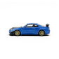 Lot57Supplies Diecast Shop: 1:64 scale Bayside Blue Nissan Skyline GT-R R34 customized diecast model with GT aero kit and gold wheels.