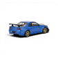 Lot57Supplies Diecast Shop: 1:64 scale Bayside Blue diecast Nissan Skyline GT-R R34 with GT aero kit and gold wheels.