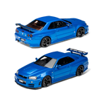 Lot57Supplies Diecast Shop 1:64 scale Cars' Lounge Nissan Skyline GT-R R34 Z-TUNE resin model in Bayside Blue.
