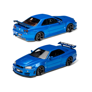 Lot57Supplies Diecast Shop 1:64 scale Cars' Lounge Nissan Skyline GT-R R34 Z-TUNE resin model in Bayside Blue.
