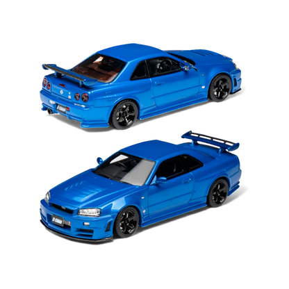 Lot57Supplies Diecast Shop 1:64 scale Cars' Lounge Nissan Skyline GT-R R34 Z-TUNE resin model in Bayside Blue.