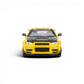 Lot57Supplies Diecast Shop: MOTORHELIX 1:64 scale Nissan Skyline GT-R R34 in lightning yellow with black GT aero kit and carbon fiber hood.