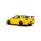 Lot57Supplies Diecast Shop lightning yellow 1:64 scale Nissan Skyline GT-R R34 customized diecast model with GT aero kit.