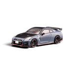 Lot57Supplies Diecast Shop 1:64 scale INNO64 Nissan Skyline GT-R R35 Nismo model car in stealth gray with carbon hood.