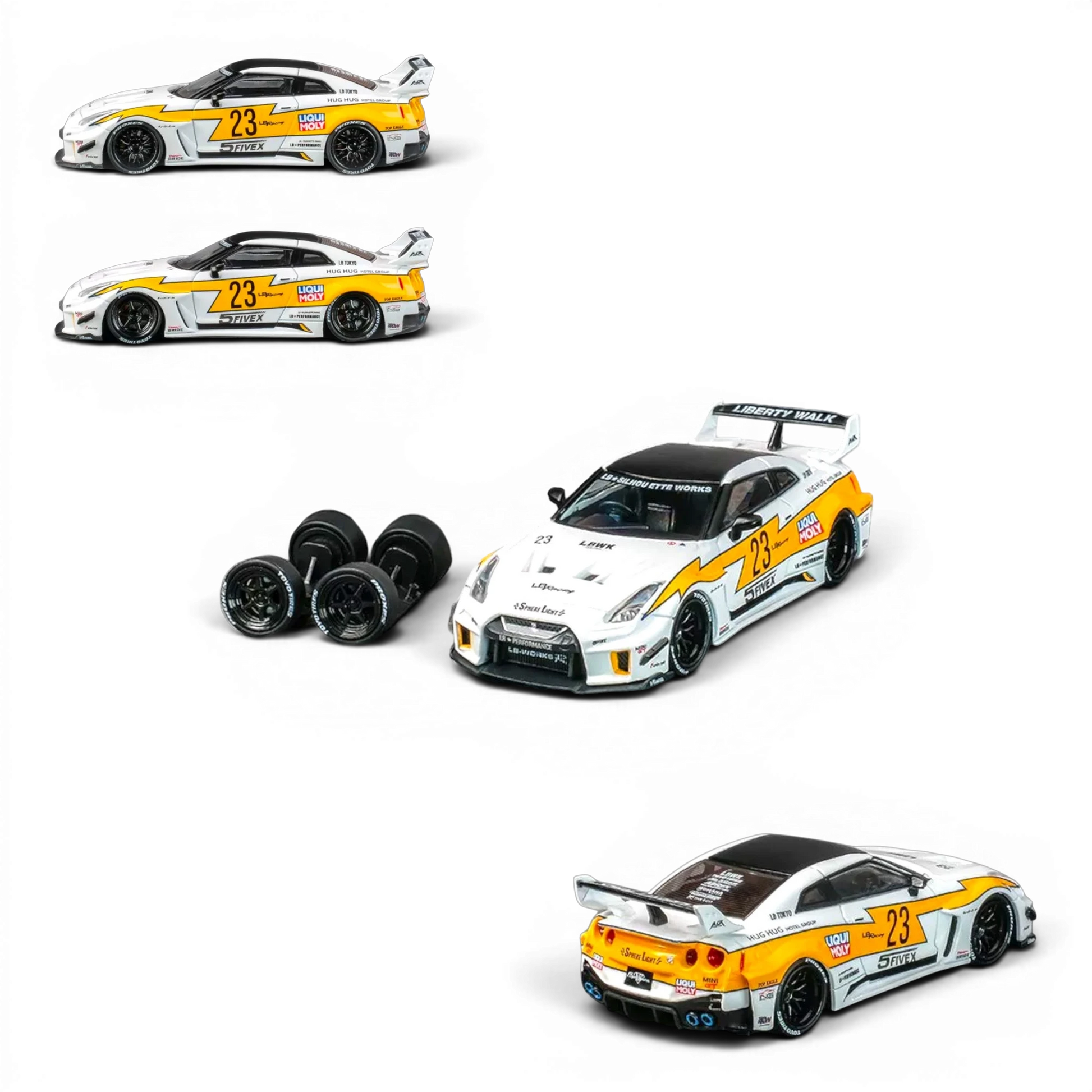 Lot57Supplies Diecast Shop 1:64 scale CM Model Nissan Skyline GT-R R35RR LBWK diecast car with swappable wheels