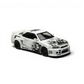 Lot57Supplies Diecast Shop white 1:64 scale Nissan Skyline R34 GT-R model with black flame graphics on hood and sides.