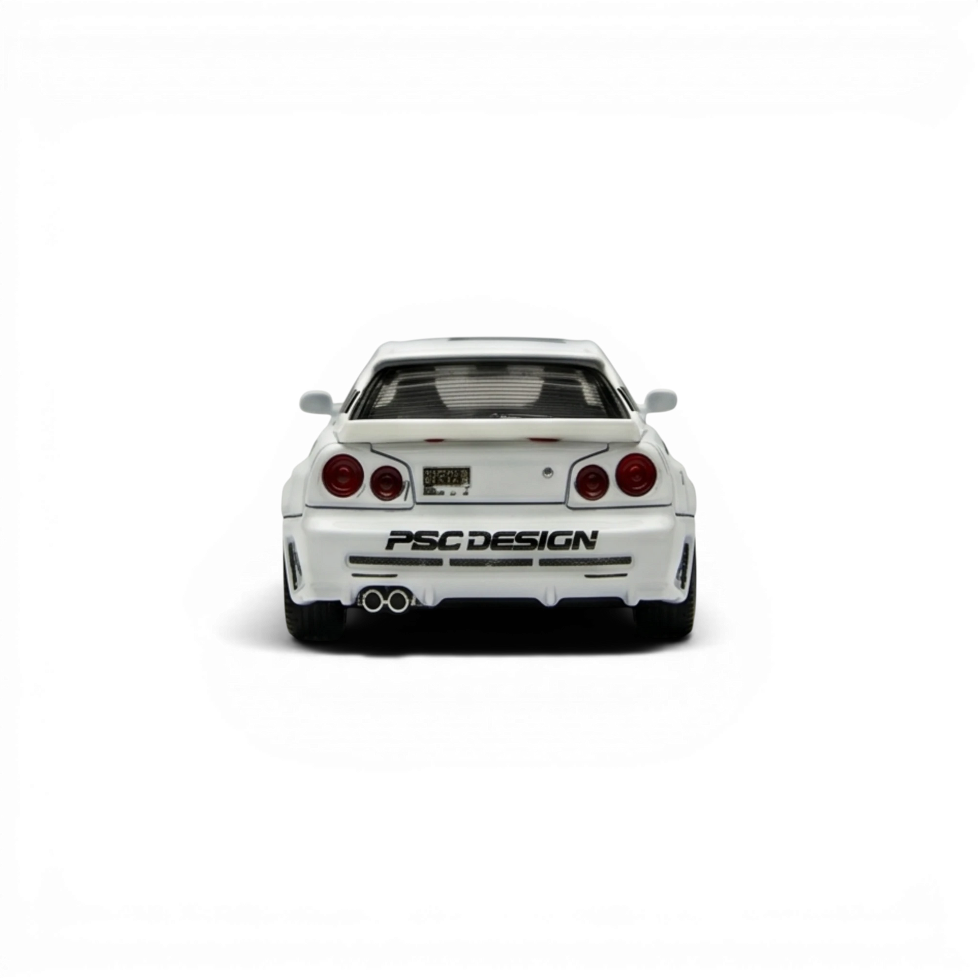 Lot57Supplies Diecast Shop white 1:64 scale TimeMicro x PSC Design Nissan Skyline R34 GT-R Smilodon diecast model car