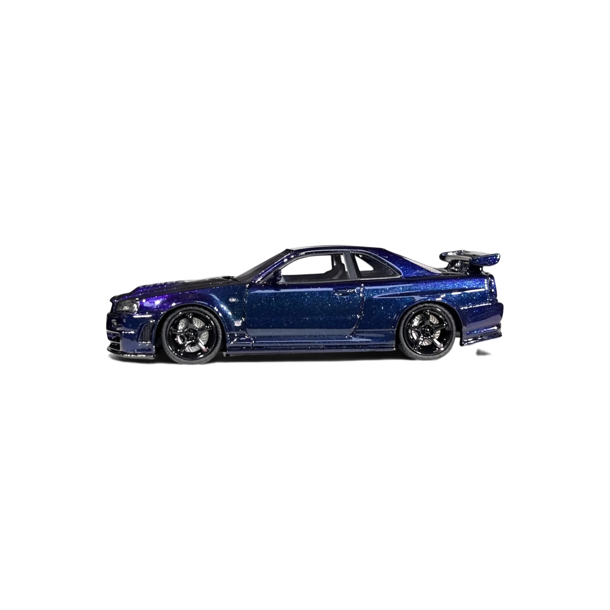 Lot57Supplies Diecast Shop 1:64 scale Cars' Lounge Nissan Skyline GT-R R34 Z-TUNE model in metallic Midnight Purple.