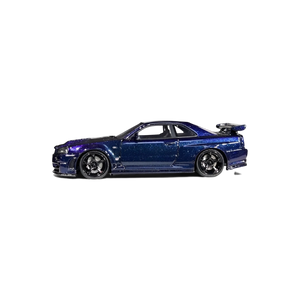Lot57Supplies Diecast Shop 1:64 scale Cars' Lounge Nissan Skyline GT-R R34 Z-TUNE model in metallic Midnight Purple.