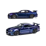 Lot57Supplies Diecast Shop 1:64 scale Cars' Lounge Nissan Skyline GT-R R34 Z-TUNE model in metallic Midnight Purple.