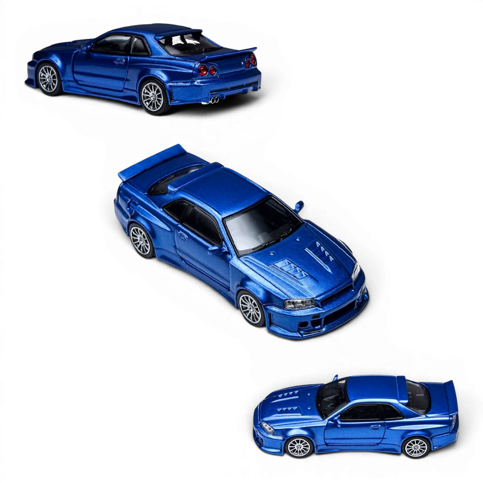 Lot57Supplies Diecast Shop TimeMicro x PSC DESIGN Nissan Skyline GT-R R34 Smilodon diecast model in navy blue