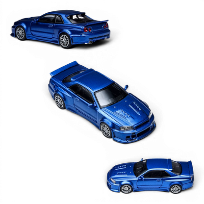 Lot57Supplies Diecast Shop TimeMicro x PSC DESIGN Nissan Skyline GT-R R34 Smilodon diecast model in navy blue