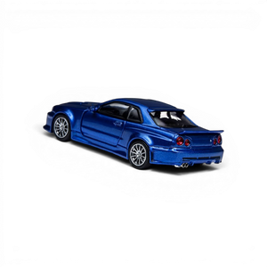 Lot57Supplies Diecast Shop TimeMicro x PSC DESIGN navy blue Nissan Skyline GT-R R34 Smilodon 1:64 scale diecast car