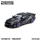 Lot57Supplies Diecast Shop 1:64 scale Nissan Skyline R34 Smilodon diecast car in Black Nightingale with purple wheels