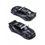Lot57Supplies Diecast Shop 1:64 scale Nissan Skyline R34 Smilodon diecast model car in Black Nightingale with purple art