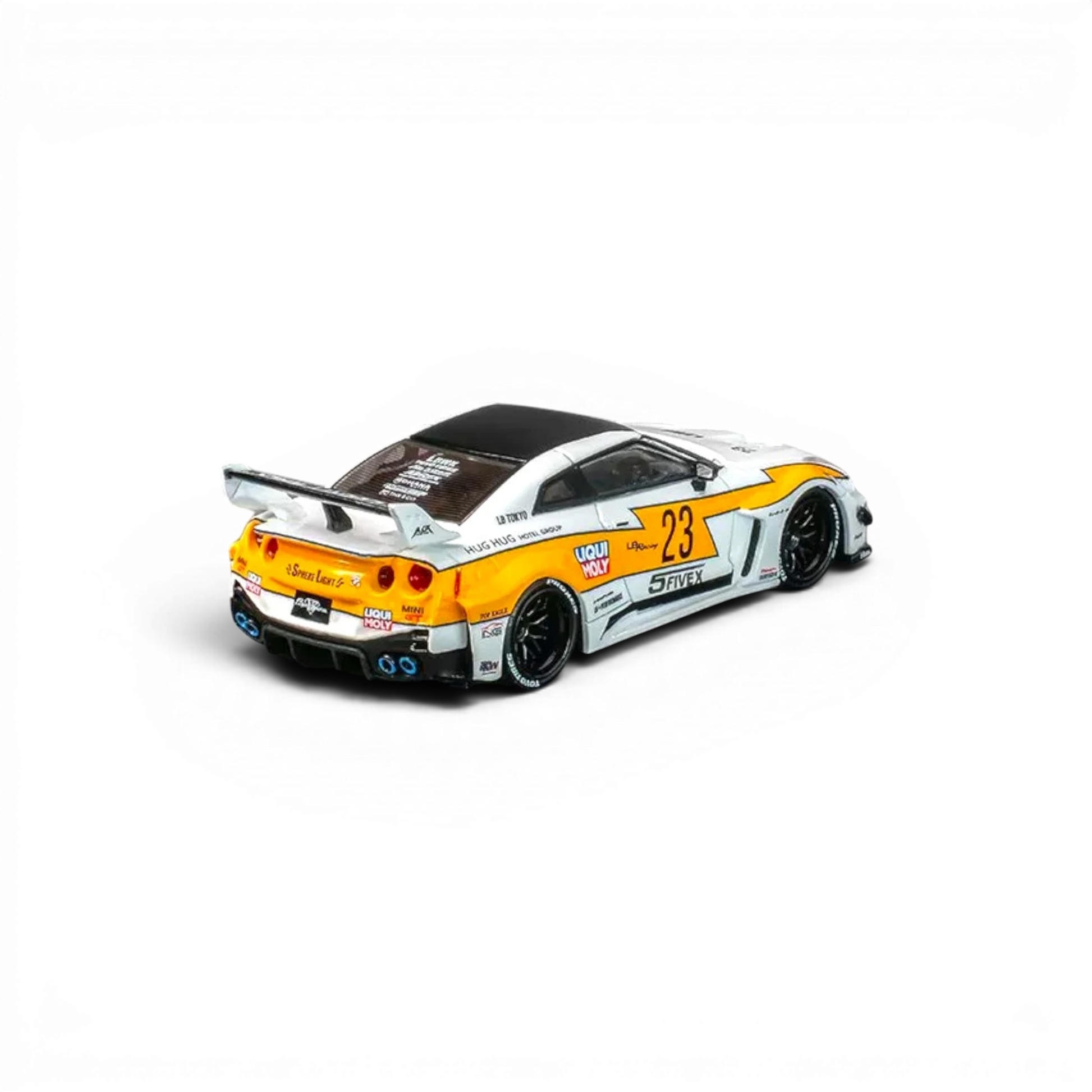 Lot57Supplies Diecast Shop CM Model 1:64 Nissan Skyline GT-R R35RR LBWK diecast car in white and orange livery