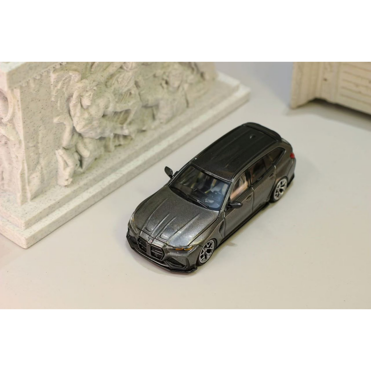 Lot57Supplies Diecast Shop Nitro Blaze 1:64 scale titanium steel grey BMW G81 M3 Touring with ADRO body kit