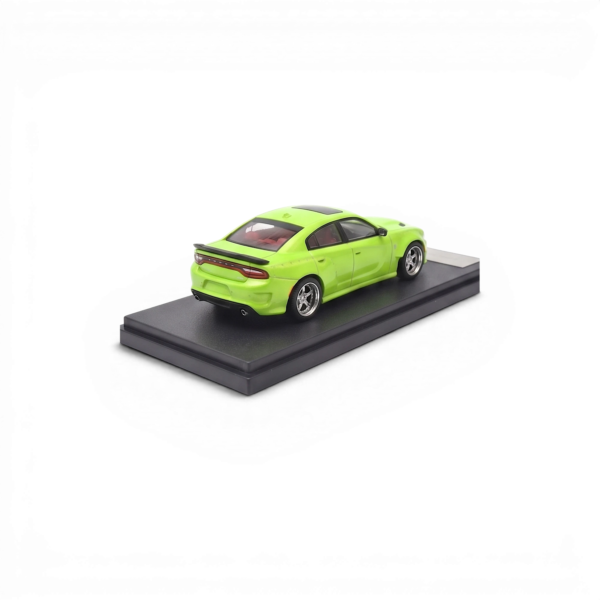 Lot57Supplies Diecast Shop 1:64 scale olive green 2023 Dodge Charger SRT Hellcat diecast model car on display base