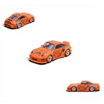 Lot57Supplies Diecast Shop orange 1:64 scale modified Porsche 993 with Jager Heat livery and racing decals.