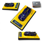 Lot57Supplies Diecast Shop 1:64 scale resin Pagani Huayra R model car in purple carbon fiber with yellow accents.