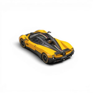 Lot57Supplies Diecast Shop 1:64 scale CM Model Pagani Utopia in Giallo Ginevra yellow with carbon fiber details.