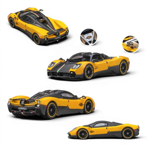 Lot57Supplies Diecast Shop 1:64 scale CM Model Pagani Utopia in Giallo Ginevra yellow with carbon fiber details.