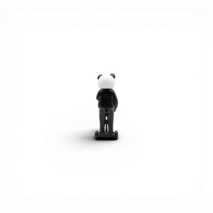 Lot57Supplies Diecast Shop Street Weapon 1:64 scale resin panda figure standing on a hoverboard, rear view.