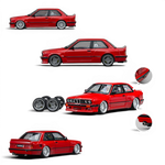 Lot57Supplies Diecast Shop CM Model Pandem BMW M3 E30 in bright red, 1:64 scale diecast car with custom wheels.