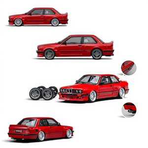 Lot57Supplies Diecast Shop CM Model Pandem BMW M3 E30 in bright red, 1:64 scale diecast car with custom wheels.