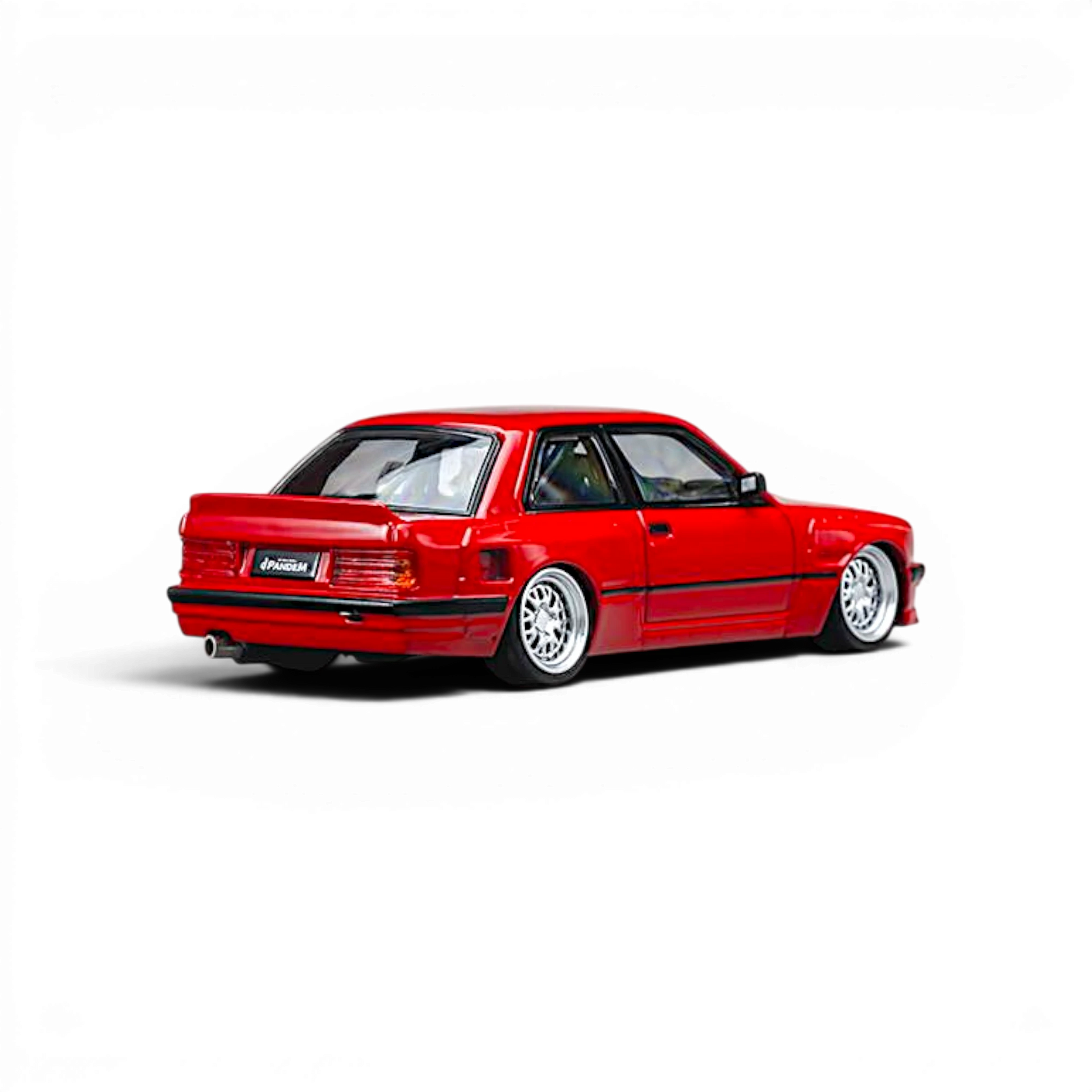 Lot57Supplies Diecast Shop 1:64 scale bright red CM Model Pandem BMW M3 E30 diecast car with widebody kit.