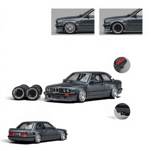 Lot57Supplies Diecast Shop CM Model Pandem M3 E30 in metallic gunmetal gray, 1:64 scale diecast with custom wheels.