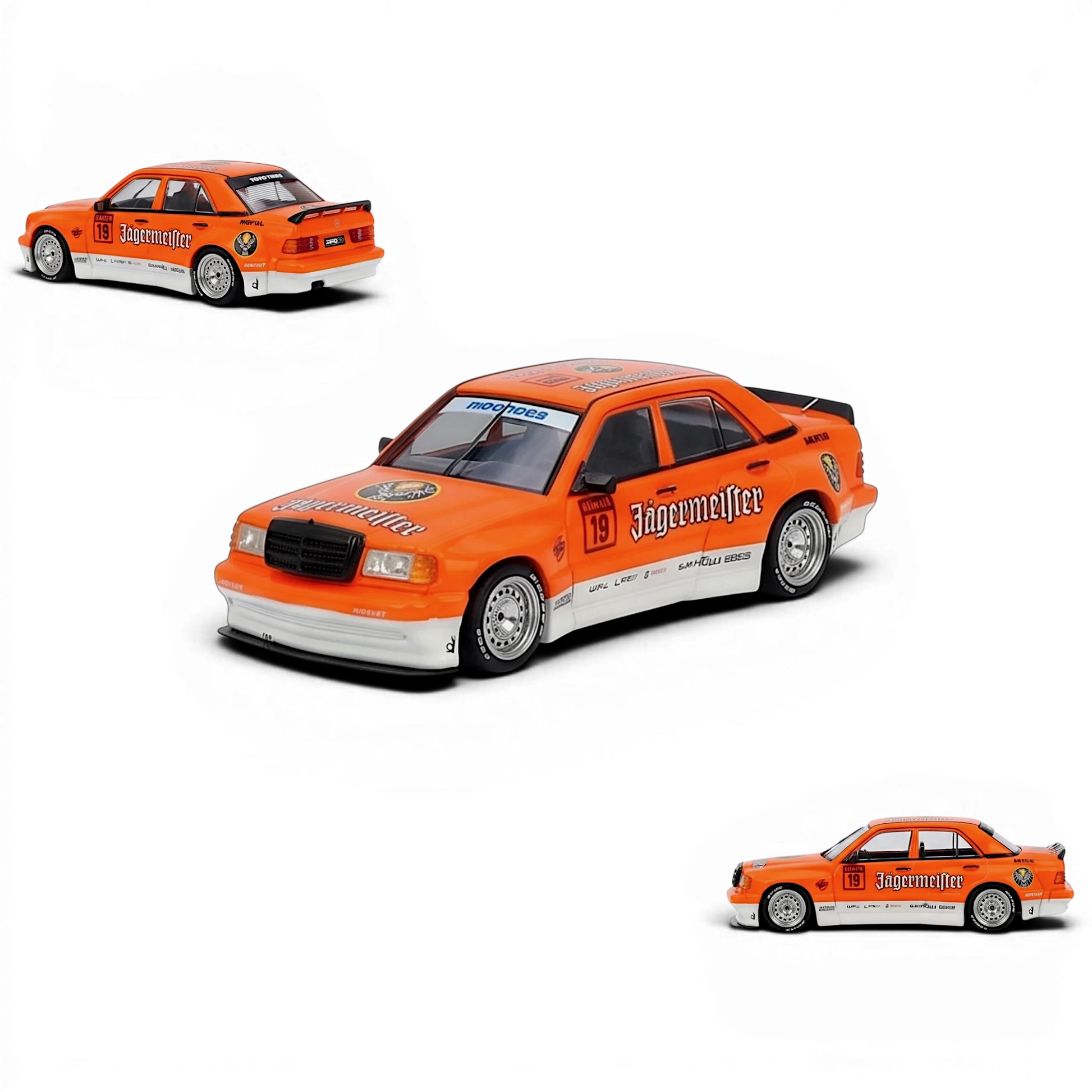 Lot57Supplies Diecast Shop INNO64 Pandem Rocket Bunny 190E diecast model car in orange Jagermeister livery