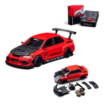 Lot57Supplies Diecast Shop PEAKO 1:64 Mitsubishi Lancer Evolution IX VARIS widebody model in red with carbon hood